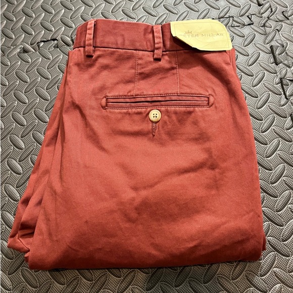 NWT Peter Millar Mens Flat Front Twill Pants Chinos MF15B84 Foliage Mens 34